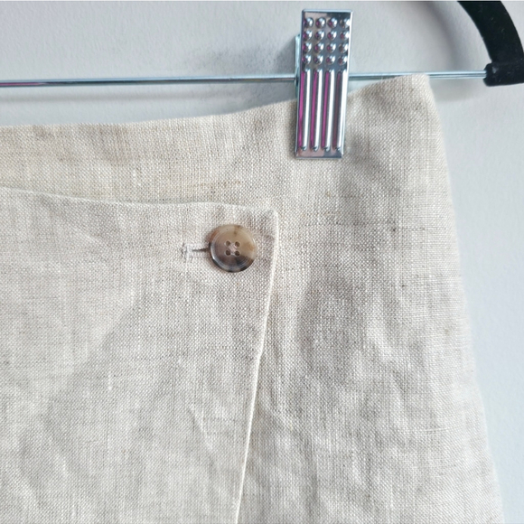 Banana Republic Natural Linen Faux Wrap Mini Skirt Sz 8 NEW - Picture 9 of 9